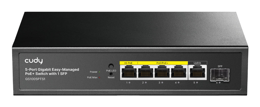 GS1005PTS1 switch Gigabit Ethernet (10/100/1000) Energía sobre Ethernet (PoE) Negro