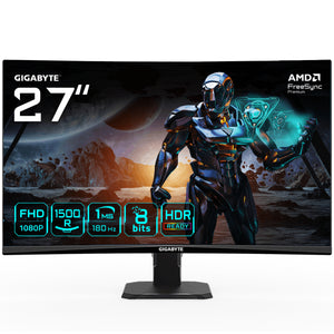 GS27FC Monitor gaming curvo 27" FHD - 1920 x 1080, 180Hz, 1ms, 250 cd/m², FreeSync Premium, HDR Ready, HDMI 2.0, DisplayPort 1.4