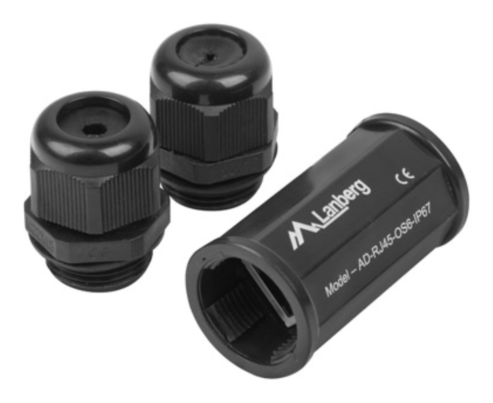 Lanberg AD-RJ45-OS6-IP67 cambiador de género para cable RJ-45 Negro