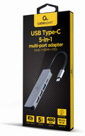 Gembird A-CM-COMBO5-03 base para portátil y replicador de puertos Alámbrico USB 3.2 Gen 1 (3.1 Gen 1) Type-C Plata