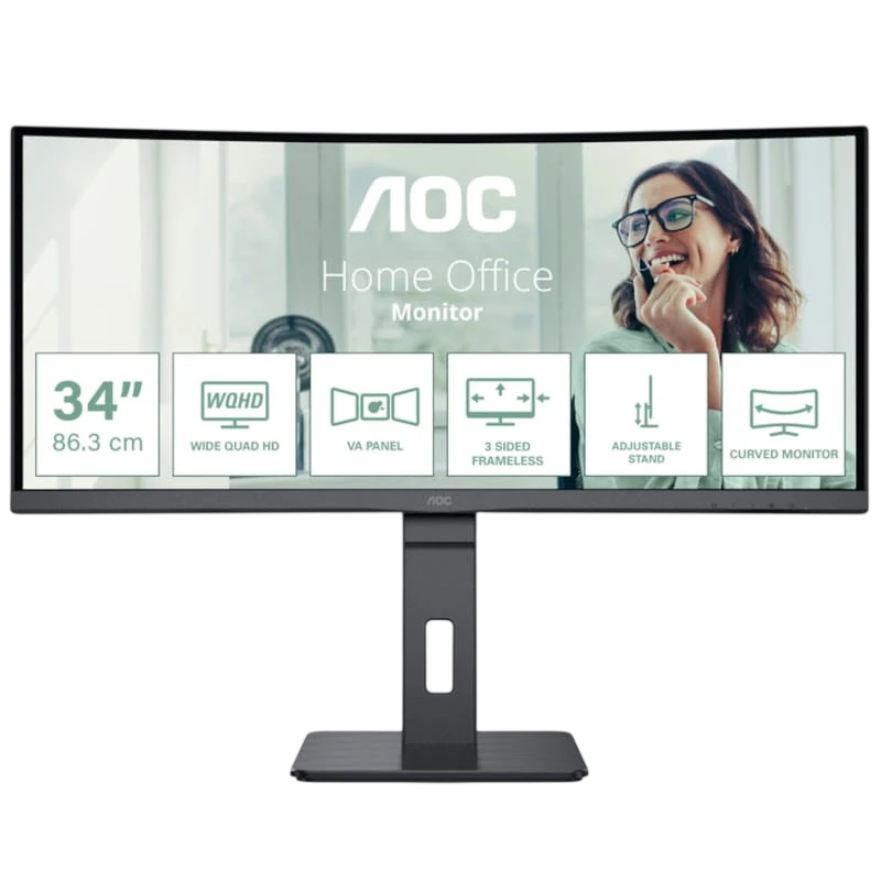 AOC CU34P3CV 34  WQHD VA UltraWide Curvo 100 Hz Negro