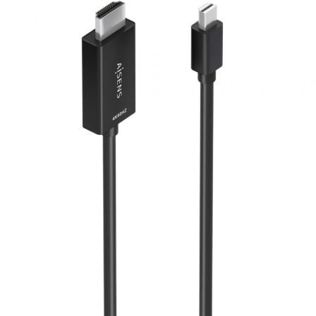 Cable Conversor Aisens A125-0888/ Mini DisplayPort Macho - HDMI 4K Macho/ 2m/ Negro
