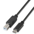 Cable USB 2.0  Impresora Aisens A107-0054/ USB Tipo-C Macho - USB Tipo-B Macho/ 480Mbps/ 2m/ Negro