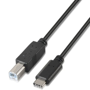 Cable USB 2.0  Impresora Aisens A107-0054/ USB Tipo-C Macho - USB Tipo-B Macho/ 480Mbps/ 2m/ Negro