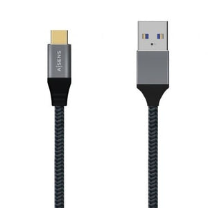 Cable USB 3.1 Tipo-C Aisens A107-0633/ USB Tipo-C Macho - USB Macho/ Hasta 27W/ 1250Mbps/ 2m/ Gris