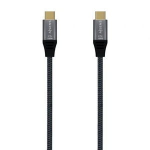Cable USB 3.2 Tipo-C Aisens A107-0671 20GBPS 100W/ USB Tipo-C Macho - USB Tipo-C Macho/ Hasta 100W/ 20Gbps/ 1m/ Gris