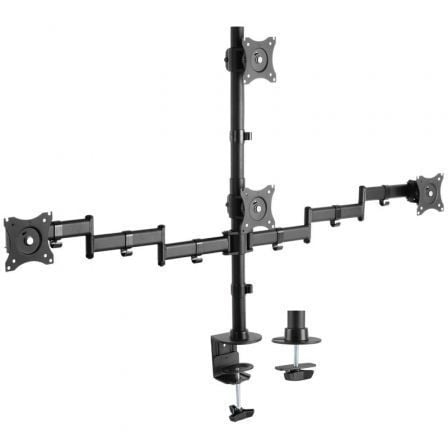 Soporte de Mesa para 4 Monitores y TV Aisens DT27TSR-379/ Giratorio/ Inclinable/ hasta 8kg