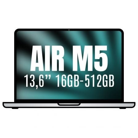 Apple Macbook Air 13,6"/ M5 10-Core CPU/ 16GB/ 512GB SSD/ 8-Core GPU/ Plata