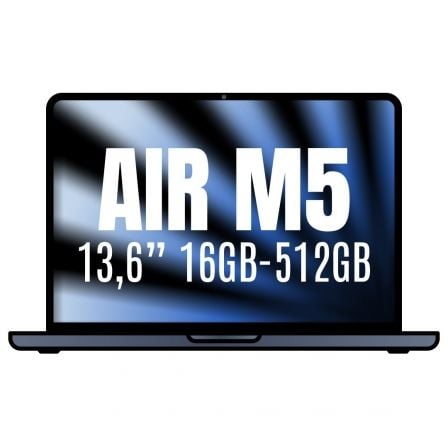 Apple Macbook Air 13,6"/ M5 10-Core CPU/ 16GB/ 512GB SSD/ 8-Core GPU/ Medianoche