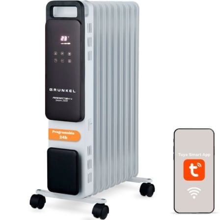 Radiador de Aceite Grunkel RD-2000PRO/ 3 Potencias/ 2000W/ 9 Elementos/ WiFi