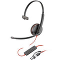 Auricular Poly Blackwire 3210 + Adaptador USB-C/A/ con Micrófono/ USB Tipo-C/ Negro