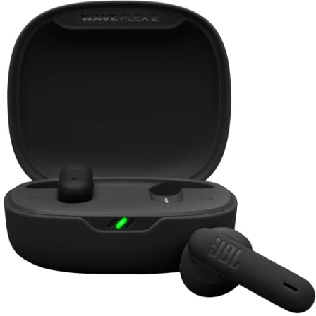 Auriculares Bluetooth JBL Wave Flex con estuche de carga/ Autonomía 10h/ Negros