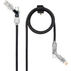 Cable USB 2.0 Tipo-C Nanocable 10.01.2601/ USB Tipo-C Macho + USB Macho - USB Tipo-C Macho + Lightning Macho/ Hasta 27W/ 480Mbps/ 1m/ Negro