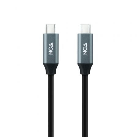 Cable USB 3.2 Nanocable 10.01.4300/ USB Tipo-C Macho - USB Tipo-C Macho/ Hasta 100W/ 20Gbps/ 50cm/ Gris y Negro