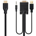 Cable Conversor Nanocable 10.15.4612/ HDMI Macho - VGA Macho/ Jack 3.5 Macho/ USB Macho/ 1.8m/ Negro
