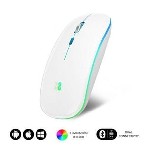 Ratón Inalámbrico Subblim LED Dual Flat/ Batería recargable/ Hasta 1600 DPI/ Blanco