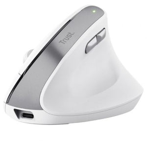 Ratón Vertical Inalámbrico Trust Bayo II/ Batería recargable/ Hasta 2400 DPI/ Blanco
