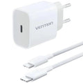 Cargador de Pared Vention G16W0-EU/ 1xUSB Tipo-C + Cable USB Tipo-C/ 20W