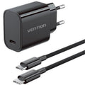 Cargador de Pared GaN Vention G18B0-EU/ 1xUSB Tipo-C + Cable USB Tipo-C/ 30W