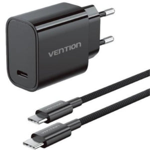 Cargador de Pared GaN Vention G18B0-EU/ 1xUSB Tipo-C + Cable USB Tipo-C/ 30W