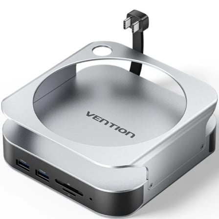 Docking para Mac Mini USB Tipo-C Vention THIHAG/ Ranura SSD M.2/ 4xUSB/ 1xUSB Tipo-C/ 1xDisplayPort 4K/ 1xLector Tarjetas/ 1xJack 3.5mm