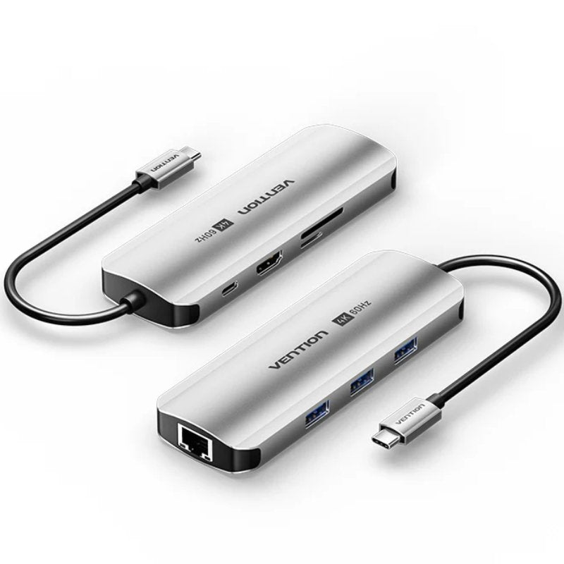 DOCKING STATION 8 PUERTOS USB-C HDMI 4K/3xUSB-A/USB-C PD/1xRJ45... GRIS VENTION