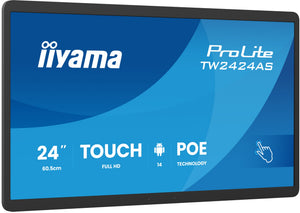 TW2424AS-B3P pantalla de señalización Panel plano interactivo 60,5 cm (23.8") Wifi 450 cd / m² Full HD Negro Pantalla táctil Procesador incorporado Android 24/7