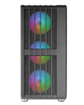 MC-VAULT, Caja Gaming ATX, 4x Ventiladores ARGB 120mm, Panel Frontal Mesh con Diseño Vertical, Ventana Lateral Cristal Templado, 3x Slots PCI Verticales, Semitorre PC Profesional, Negro