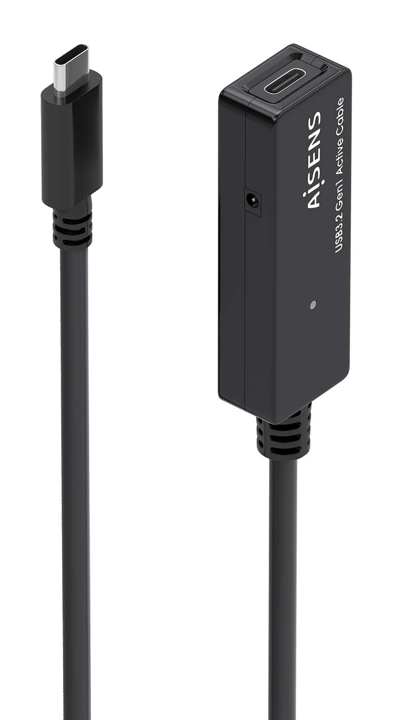 Cable USB 3.2 Gen1x1 prolongador con Amplificador, USB-C/M-USB-C/H, Negro, 10m