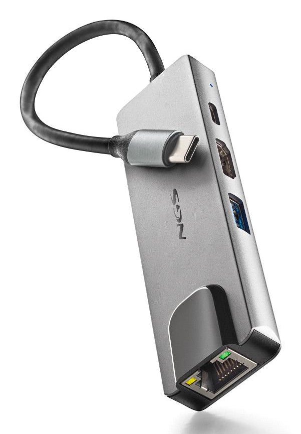 NGS-HUB-0140 hub de interfaz USB 2.0 Type-C 5000 Mbit/s Aluminio, Negro