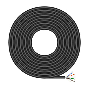 Cable de Red Exterior Impermeable RJ45 Cat.6 FTP Rigido AWG24, Negro, 100M