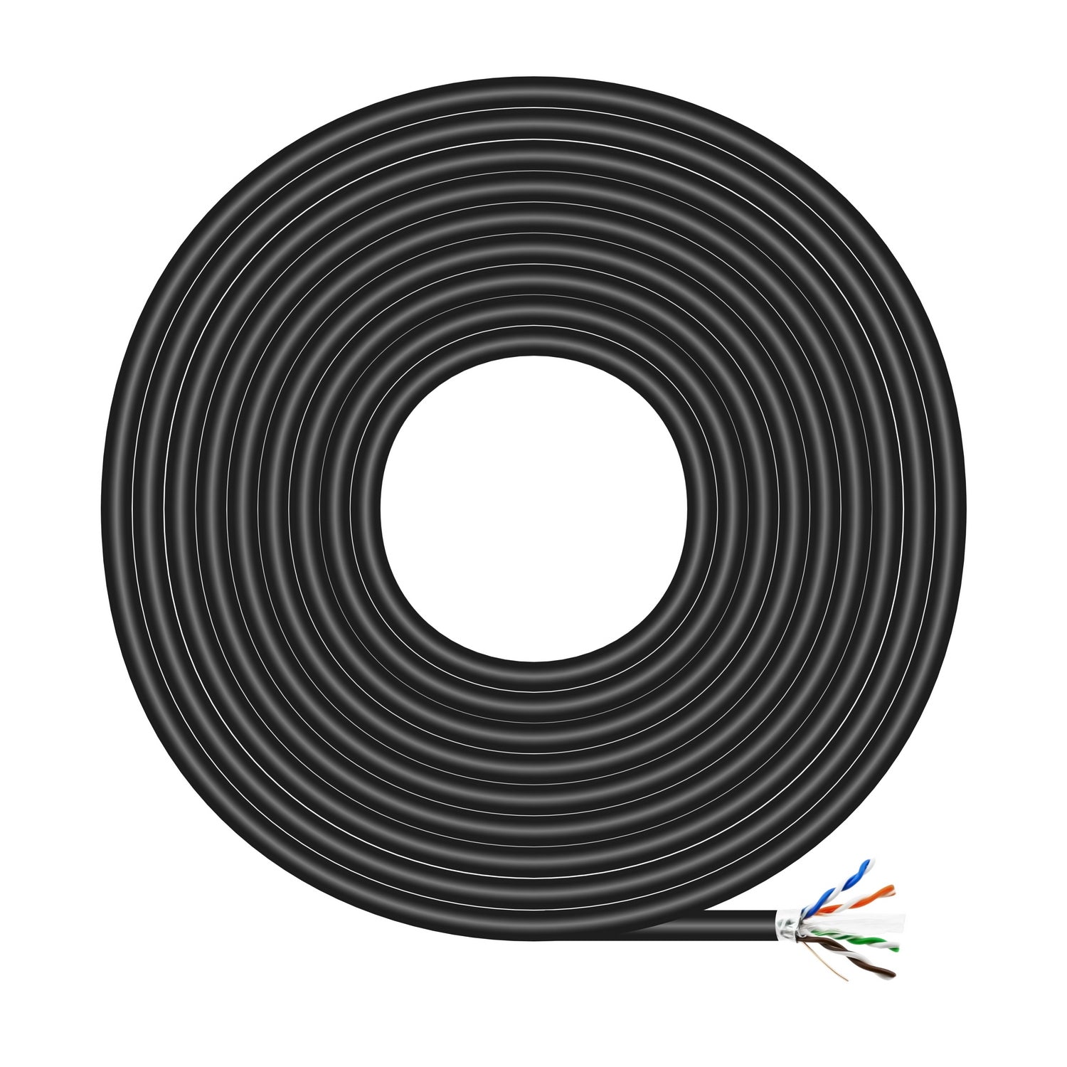 Cable de Red Exterior Impermeable RJ45 Cat.6 FTP Rigido AWG24, Negro, 100M