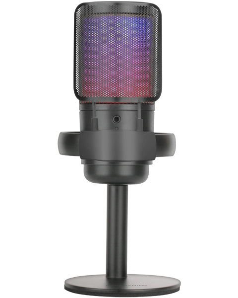 MMIC-SE, Micrófono de Estudio Profesional ARGB, Ultra Alta Definición ADC 196kHz 24-bit, Soporte Antivibración + Filtro Pop de Malla Metálica, Control de Volumen y Mute, Negro