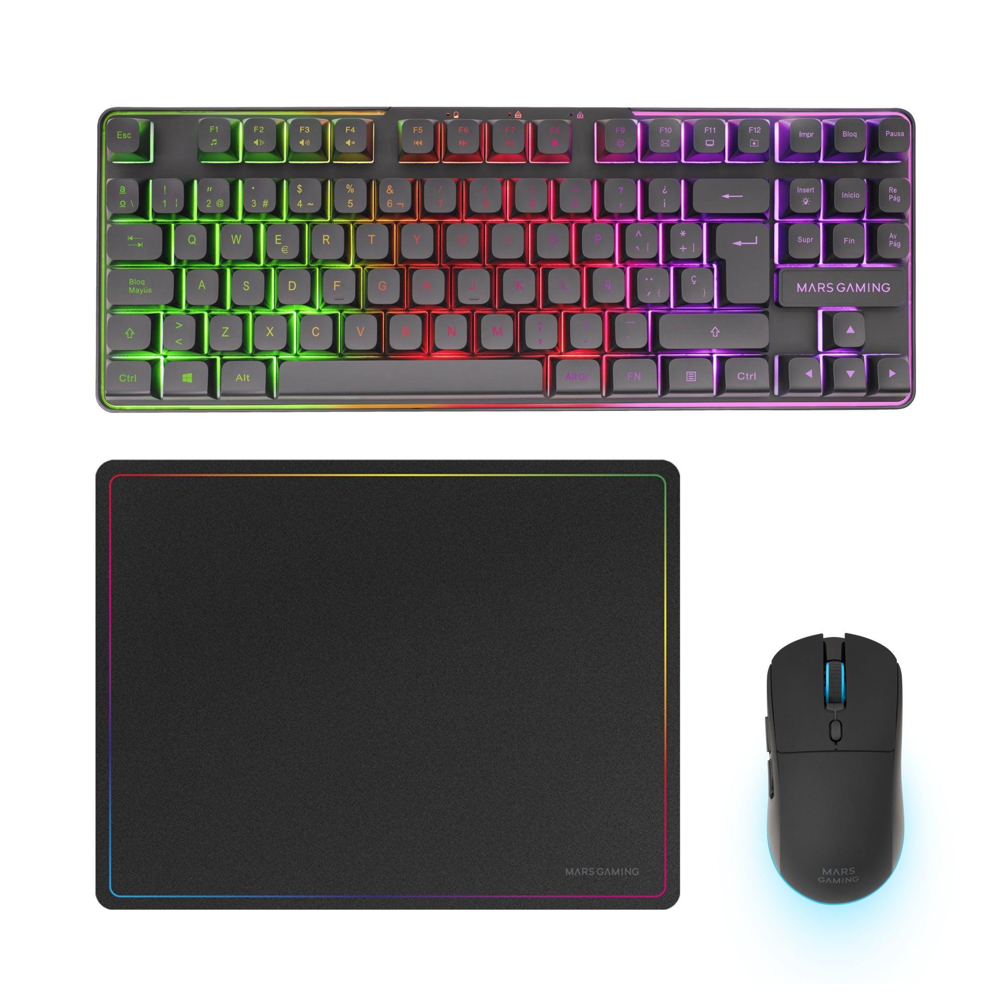 MCPWTKLES teclado Ratón incluido Juego RF inalámbrica + USB QWERTY Español Negro