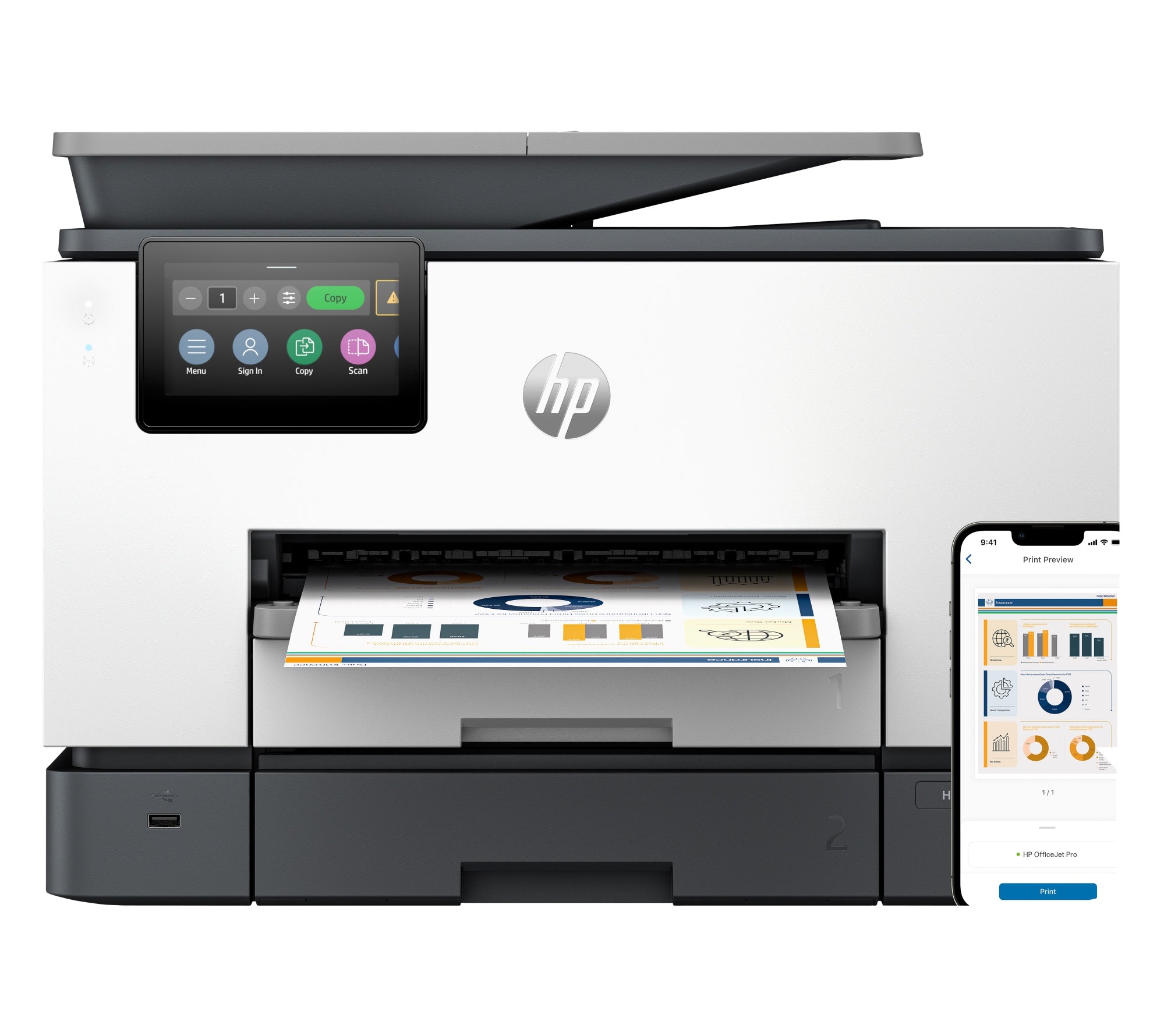 OfficeJet Pro 9130b Inalámbrico All-in-One Color Impresora, Impresión a doble cara  Copiadora y escáner