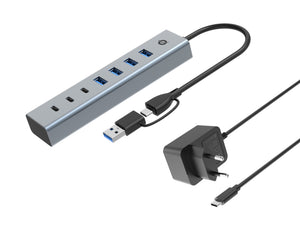 HUBBIES20GP hub de interfaz USB 3.2 Gen 1 (3.1 Gen 1) Type-C 5000 Mbit/s Gris