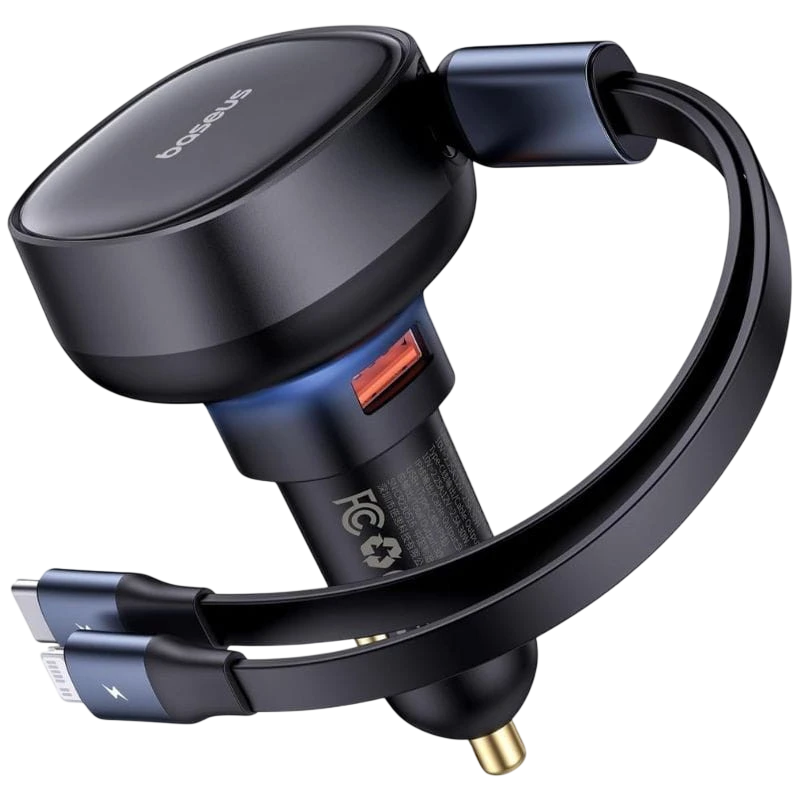 Baseus Enjoyment 60W - Cargador de coche 1xUSB-C 1xConector Lightning/USB-C