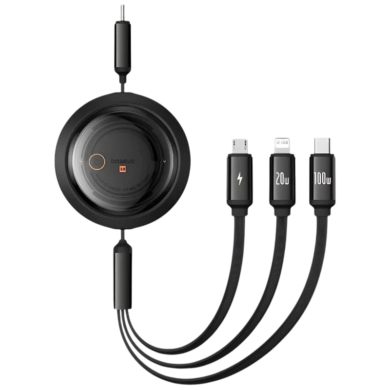 Baseus Free2Draw Negro - Cable USB-C 3 en 1 USB-C/Lightning/Micro 1,1m