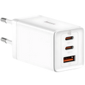 Baseus GaN5 Pro 65W - Cargador de pared 2xUSB-C 1xUSB-A Blanco