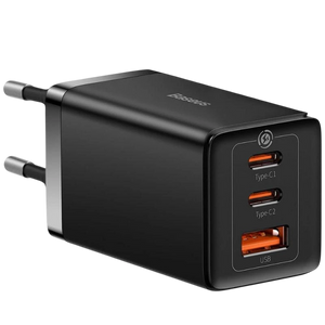 Baseus GaN5 Pro 65W - Cargador de pared 2xUSB-C 1xUSB-A Negro