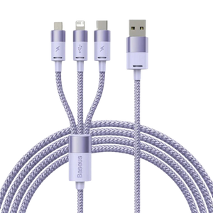 Baseus StarSpeed Series Púrpura - Cable USB 3 en 1 USB-C/Micro/Lightning