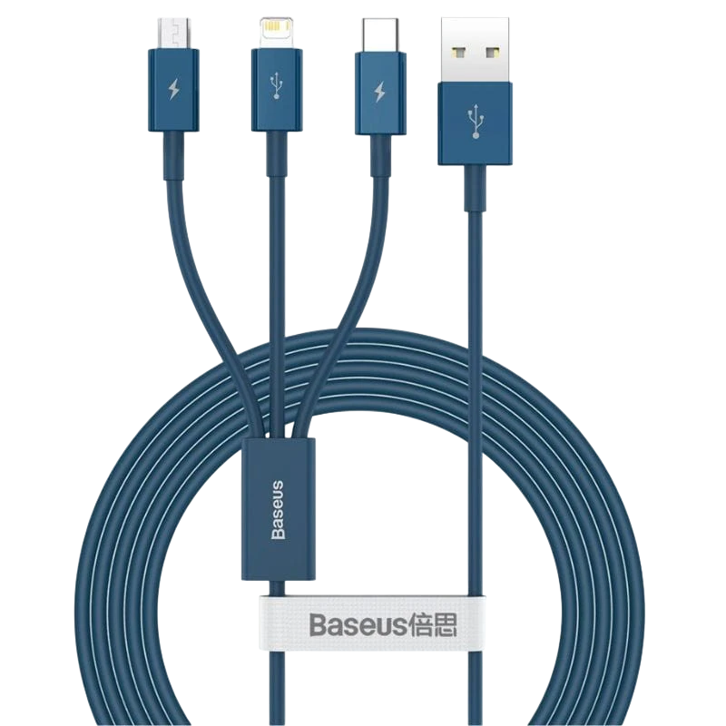 Baseus Superior Series - Cable USB-A 3 en 1 a USB-C/Micro/Lightning 1,5m