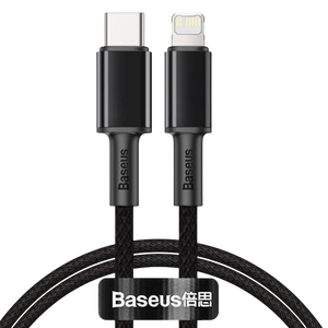Baseus Cable Trenzado USB Tipo C a Lightning Apple 20W 1m Negro