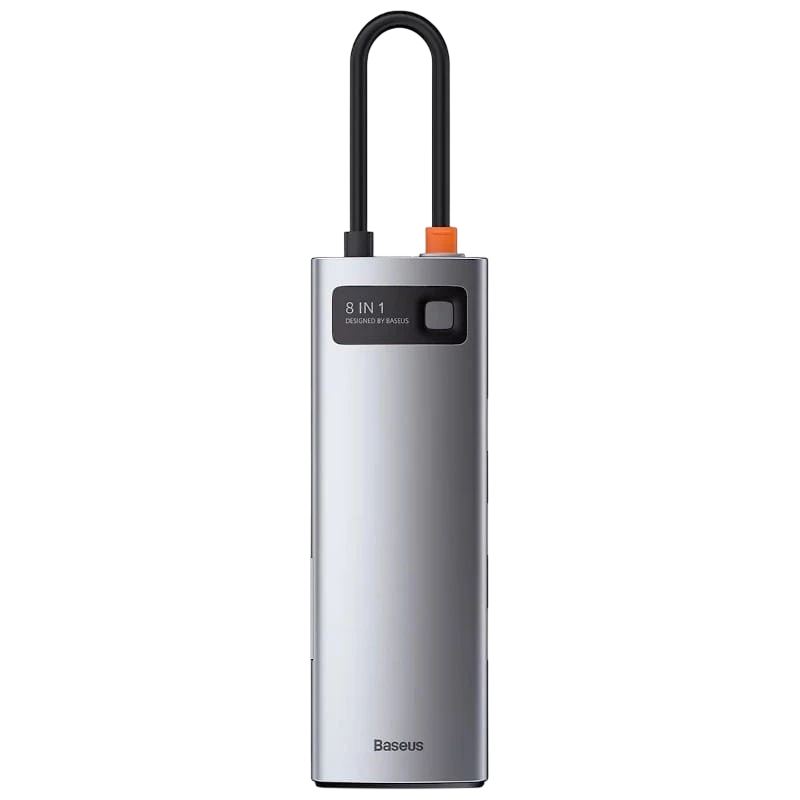 Baseus Hub Metal Gleam 8 en 1 Tipo-C 3x USB 3.0 PD HDMI RJ45 Lector de tarjetas SD MicroSD