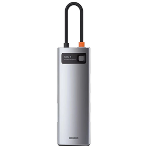 Baseus Metal Gleam 8 en 1 Tipo-C 3x USB 3.0 PD HDMI RJ45 Lector de tarjetas SD MicroSD Hub USB