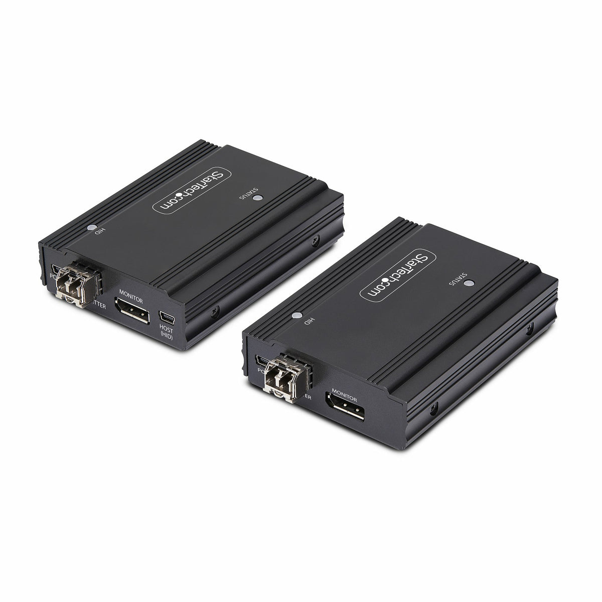 Kit Extensor de Consola por Fibra Óptica KVM DisplayPort - 4K 60Hz - Hasta 300m (Multimodo) - con 2 Módulos SFP+ de 10G Pre-Instalados - Hub USB de 3 Puertos HID