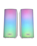MSRGB2, Altavoces Bluetooth 5.3 15W, Procesador de Sonido DSP, Iluminación RGB Dinámica, Frontal Total Mesh, Altavoces Compactos con Caja de Control, Entrada Jack de 3.5mm y USB, Blanco