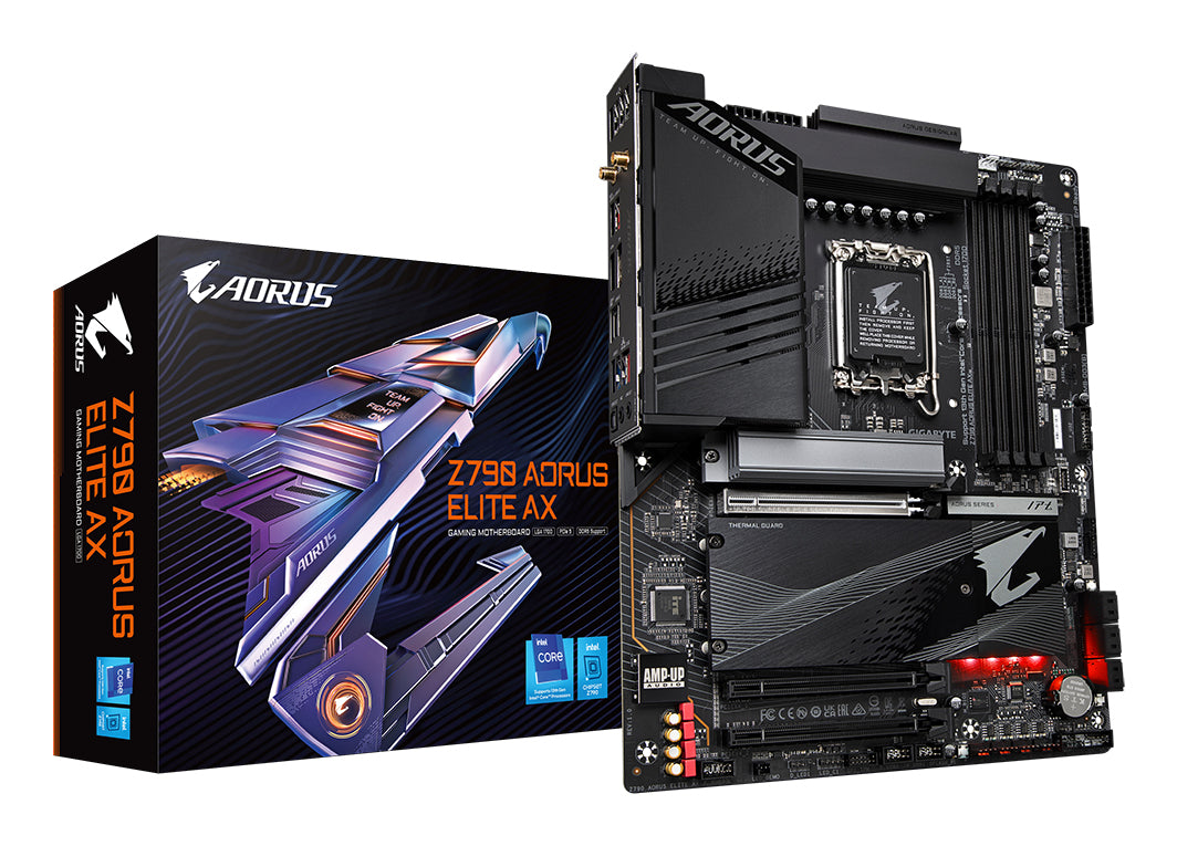Z790 AORUS ELITE AX Placa base - Soporta CPUs Intel Core de 14ª generación, 16*+2+1 fases de VRM digital, hasta 7600MHz DDR5 (OC), 4xPCIe 4.0 M.2, Wi-Fi 6E, LAN de 2.5GbE, USB 3.2 Gen 2x2