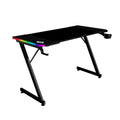 MGD-X120RGB, Mesa Gaming Ergonómica, Iluminación ARGB con Mando, Fibra de Carbono, Alfombrilla XXL, Soporte Auriculares y Bebida, Gestión Cableado, Escritorio Gaming 120x60cm, Negro