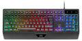 MK124, Teclado Ergonómico H-Mech, Reposamuñecas Integrado, Iluminación FRGB Rainbow, Teclado Gaming Antighosting Avanzado, Teclado PC Completo Multiplataforma, Idioma Español, Negro